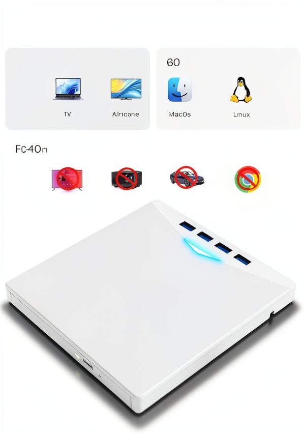 Xadioei 8-in-1 External DVD Drive Laptop USB Hub-4