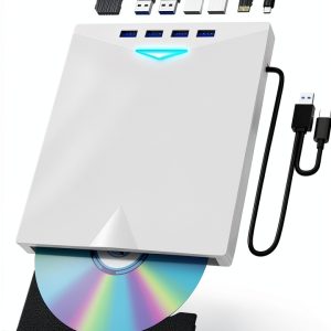 Xadioei 8-in-1 External DVD Drive Laptop USB Hub-0