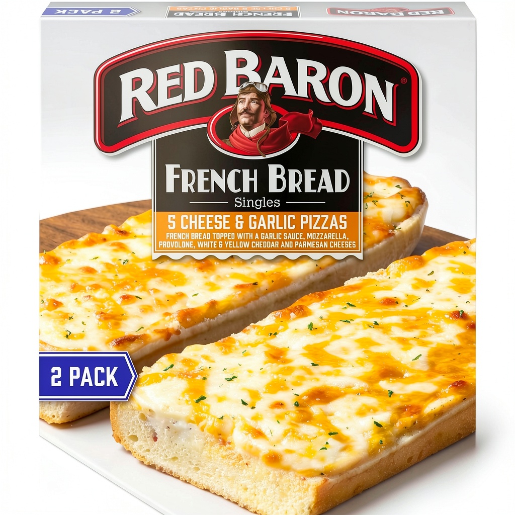 French bread pizza singles on a baking sheet