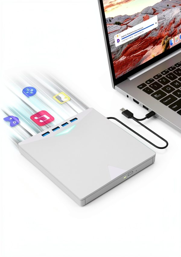 Xadioei 8-in-1 External DVD Drive Laptop USB Hub-6