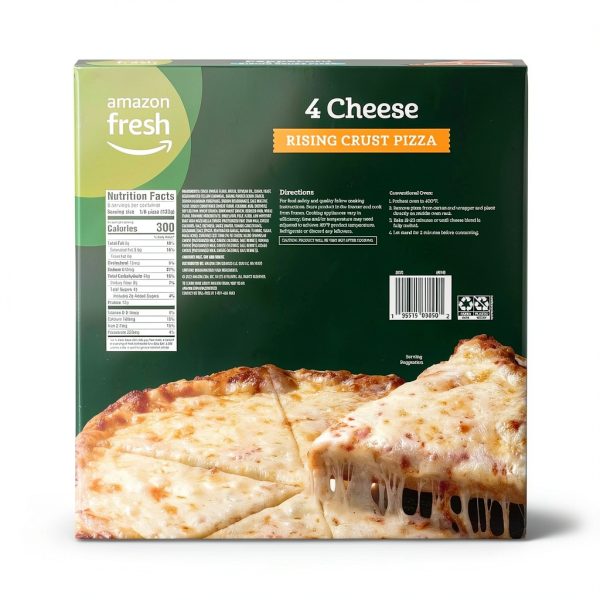 Amazon Fresh Frozen Four Cheese Pizza Mozzarella Parmesan-3