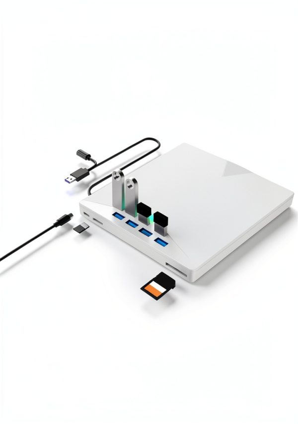 Xadioei 8-in-1 External DVD Drive Laptop USB Hub-2