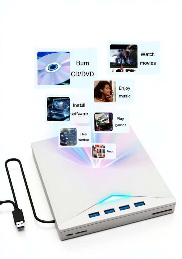 Xadioei 8-in-1 External DVD Drive Laptop USB Hub-8