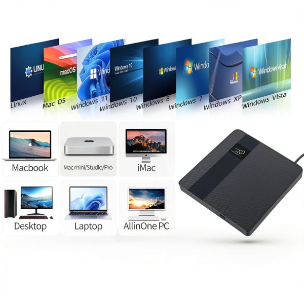 External CD DVD Drive HKCMEMORY USB-C Portable-3