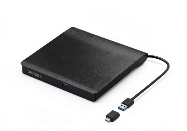 ORIGBELIE External CD DVD Drive USB‑C Slim Black-5