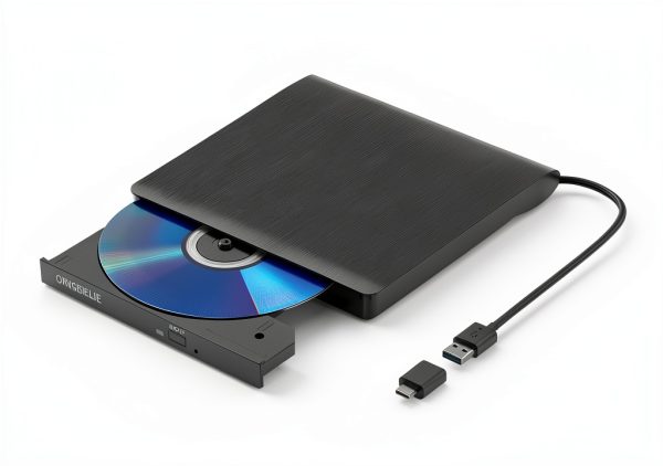 ORIGBELIE External CD DVD Drive USB‑C Slim Black-2