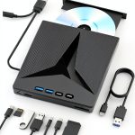 External CD DVD Drive wintale Dual USB 3.0 Type‑C-0