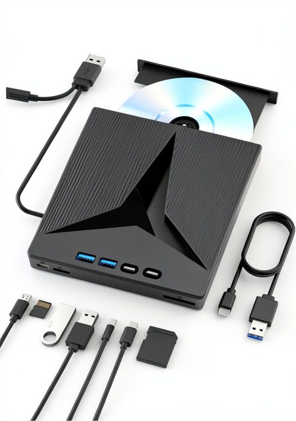 External CD DVD Drive wintale Dual USB 3.0 Type‑C-0