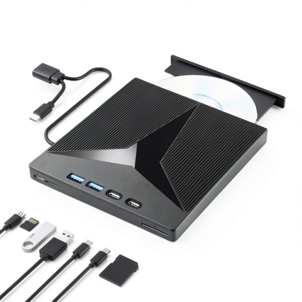 External CD DVD Drive wintale Dual USB 3.0 Type‑C-3