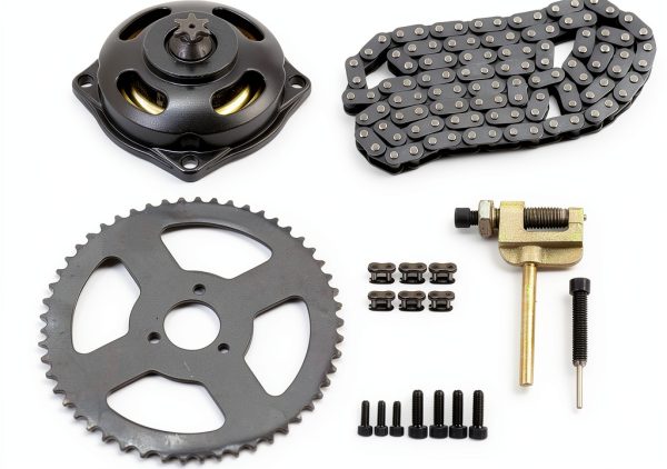 Relibupdater T8F Chain Set for Mini Moto 134 Link Chain with Gear Box-0