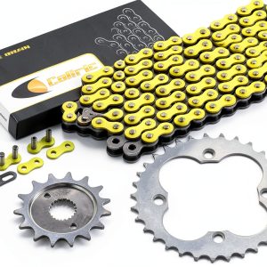 Caltric Drive Chain with Sprockets for Honda TRX400EX 120‑Link Yellow-0