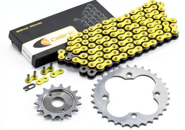 Caltric Drive Chain with Sprockets for Honda TRX400EX 120‑Link Yellow-0