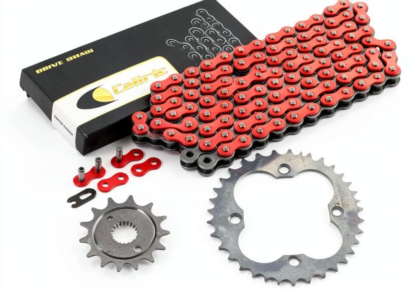 Caltric Red Drive Chain and Sprockets Kit for Honda TRX400EX 1999-2004-0